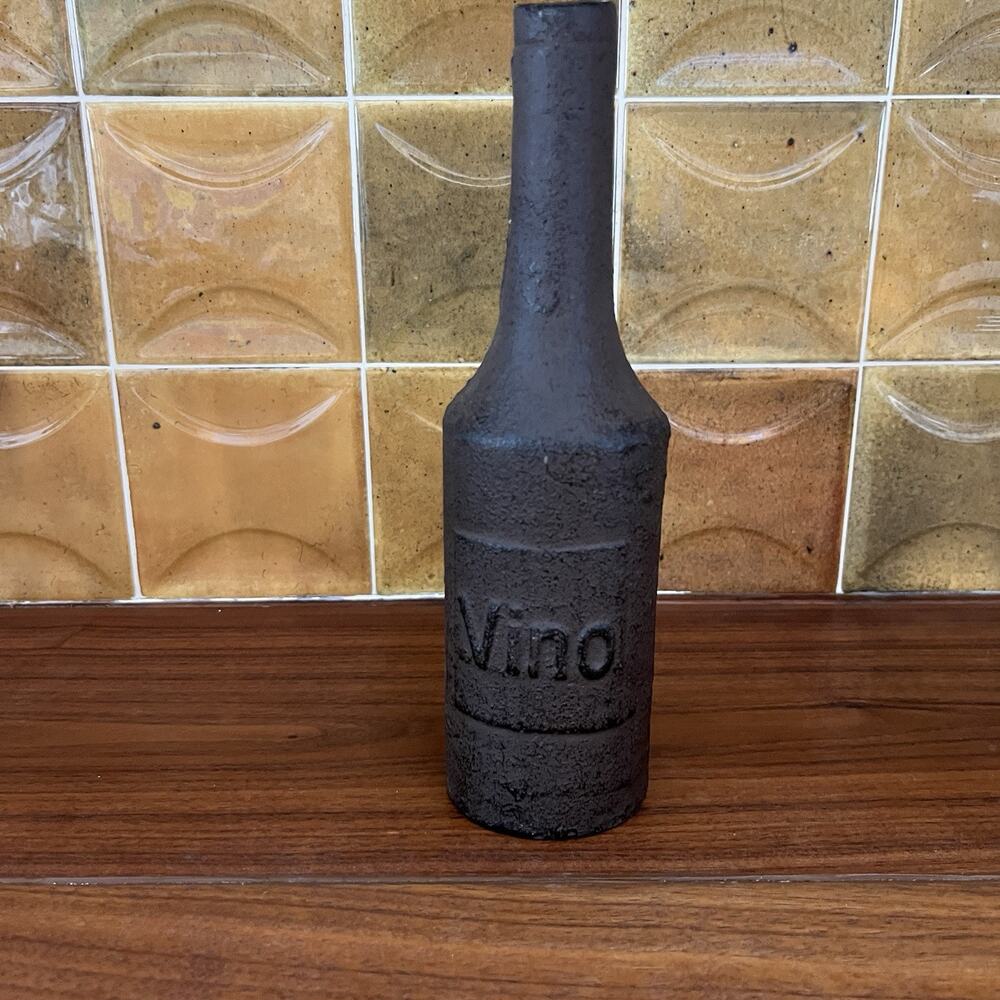 Vintage Cast Iron Door Stop Wedge Vino Bottle Figurine Rustic Farmhouse